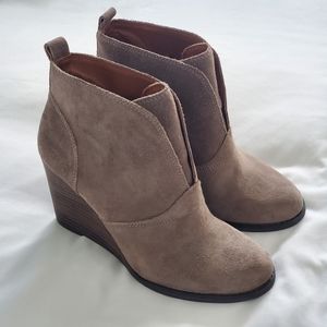 Lucky Brand Gray Suede Wedge Bootie